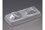 A pair of clear, vacuum-formed plastic light bucket inserts for a 1/10 scale RC car body.