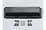 Killerbody 1/7 scale RC rear wing with a carbon fiber pattern, including mounting brackets and screws on a white background.