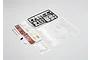Killerbody 1/10 scale unpainted RC touring car engine kit including plastic parts, decal sheet, and mounting hardware on a white background.