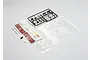Killerbody 1/10 scale unpainted touring car engine kit including clear plastic parts, black plastic sprue, adhesive strips, and small hardware.