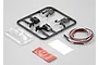 Killerbody 1/10 scale truck wing mirror kit including black plastic parts tree, clear lens tree, LED light wires, and adhesive mounting pads.