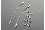 Killerbody 120mm metal body ropes and four R-clips arranged on a grey surface.