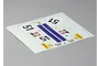 A Killerbody 1/10 scale decal sheet for an Alfa Romeo 2000 GTAm, featuring racing numbers, sponsor logos, and blue stripes on a white backing.