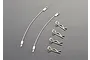 Two 100mm metal body ropes with crimped ends and four R-clips arranged on a grey surface.