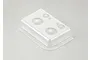 A clear plastic sheet containing molded light lenses for a 1/10 scale RC crawler, set against a plain light grey background.