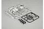 Killerbody 1/10 Alfa Romeo 75 Turbo Evoluzione plastic parts set including chrome-plated and black molded components on sprues.