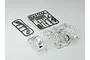 A set of unmounted plastic RC car parts for a Subaru BRZ, including black and chrome-plated sprues on a plain grey background.
