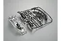 Killerbody 1/10 Hero Chariot plastic parts set on two sprues, one black and one chrome-plated, against a plain grey background.