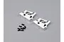 Two silver aluminium RC rear wing mounts with black screws on a grey background.
