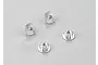 Four silver aluminium flange locknuts arranged on a light grey surface.