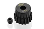 A black 17-tooth 48-pitch pinion gear with a small grub screw beside it on a white background.