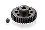 A black metal 37T 48P pinion gear with a grub screw, shown against a white background.