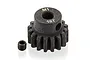A black 16-tooth 1-module pinion gear for RC cars with a matching grub screw, shown on a white background.