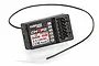 Surpass Hobby CH6FG 6-channel RC receiver with built-in gyroscope, featuring a black plastic case, antenna wire, and numbered pin headers.