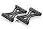 Two black aluminium Rovan quick release roll cage braces with small grub screws on a white background.