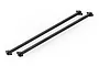 Two black metal RC car drive shafts with ball joints at each end, isolated on a white background.