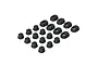 A set of black plastic suspension arm adjustment blocks for ARRMA RC vehicles arranged in a grid on a white background.