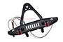 A black aluminium RC front bumper with red D-rings and an integrated LED light set, featuring a bull bar design against a white background.