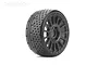 A single Jetko 1/8 scale GT Hot Dot tyre mounted on a black multi-spoke radial rim against a white background.