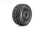 Jetko 3.3" Ex-Tomahawk Medium Soft Belted Buggy Tyres on Black Radial Rims - Glued Wheels 2Pcs JKO1501RBMSGB