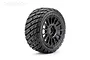 A single Jetko Ex-Rockform 3.3 inch belted tyre mounted on a black radial RC wheel against a white background.