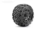 A single Jetko 1/10 scale Ex-Rockform RC tyre mounted on a black Claw rim, isolated against a white background.