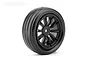 A single Jetko 1/10 scale RC front tyre mounted on a black multi-spoke Claw rim against a white background.
