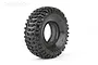 A single Jetko 1/10 scale Conqueror RC crawler tyre with aggressive tread pattern and foam insert visible, isolated on a white background.