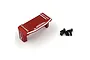 A red aluminium servo mount for Tamiya TT02 by Yeah Racing, shown with four black mounting screws on a white background.