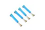 Four blue E-Flite Draco 2.0m landing gear shock absorbers arranged diagonally on a white background.