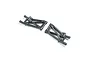 Two black molded plastic rear suspension arms for a Losi RC vehicle, marked with L and R indicators.
