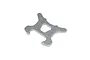 A gunmetal grey aluminium front shock tower for an RC car, featuring multiple mounting holes and a central cutout, isolated on a white background.