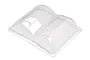 A clear, unpainted polycarbonate side body panel set for an HPI Baja 5B RC buggy, shown against a plain white background.