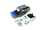 Losi 1/10 Son Uva Digger RC monster truck body shell with blue flame graphics, skull artwork, and included accessories like interior and decals.