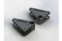 Two black ARRMA 1/10 scale RC suspension rockers shown from an elevated angle against a plain white background.