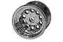 A single chrome-plated RC car wheel rim with a multi-hole design, shown against a plain white background.