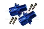 Two blue anodized aluminium wheel hex extensions with +13mm markings and four small metal pins on a white background.