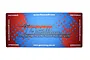 A rectangular GPM Racing pit repair mat featuring a blue and red abstract dot pattern with the GPM Racing logo and website text.