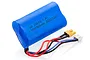 A blue Huina 7.4V 2000mAh Li-Ion battery pack with an XT30 connector and a white balance plug, isolated on a white background.