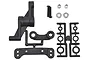 RPM RC servo saver eliminator bell crank kit for ECX Boost, including black plastic molded parts, screws, and metal spacers on a white background.