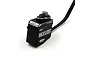 Yeah Racing Hackslider black aluminium metal gear servo for Mini-Z RC cars against a white background.