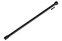 A black plastic center driveshaft for an RC car, shown diagonally with a small metal grub screw included.