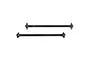 Two black metal RC car drive shafts with ball joints at each end, isolated on a white background.
