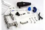 Traxxas Nitro Rustler Upgrade Kit 4400 including engine mount, exhaust, linkage, and hardware on a white background.