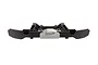 Traxxas front bumper with a silver aluminium fairlead attached, viewed from the front against a white background.