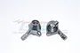 Two grey aluminium front steering hub carriers for RC cars, shown from different angles on a white background.