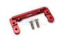A red anodized aluminium GPM Racing 2-speed transmission servo mount with two included mounting screws on a white background.