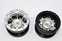 Two GPM Racing 2.2 inch beadlock rims for RC crawlers, featuring a silver six-spoke design and black outer rings.