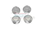 Four silver aluminium flanged serrated wheel nuts for RC cars by GPM Racing, arranged in a square formation on a white background.