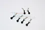 A set of six black RC body clips with easy-pull tabs arranged on a white background with a faint GPM Racing logo watermark.